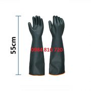 Găng tay cao su đen chống axit 55cm