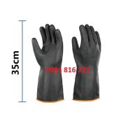 Găng tay cao su đen chống axit 35cm